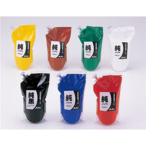 (まとめ) 水溶性カラー版画インキ 「純」 【450cc】 ホワイト(白) 紙版画/木版画/全般 【×5セット】 白 送料無料の通販は