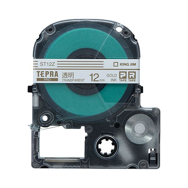 （まとめ） キングジム テプラ PRO テープカートリッジ 12mm 透明／金文字 ST12Z 1個 【×5セット】