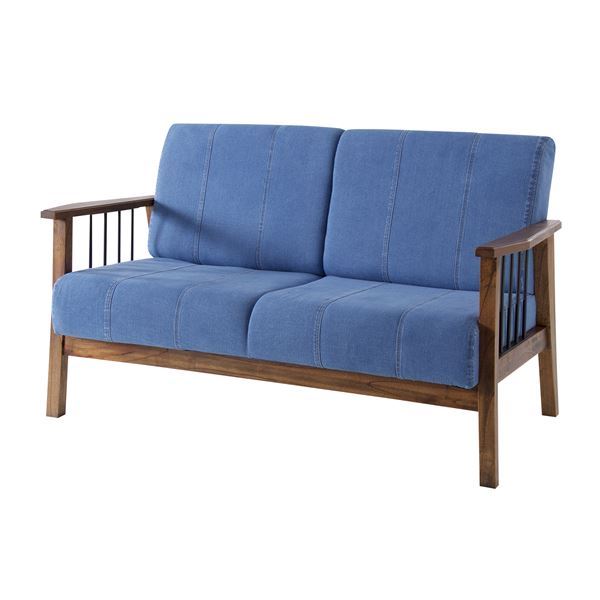 ソファー 幅138cm 2人掛け 肘付き 木製 フレーム ファブリック生地