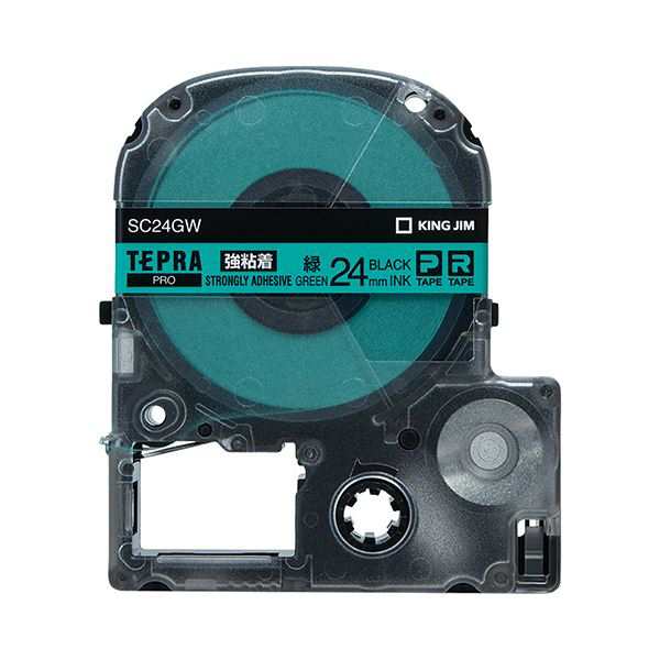 （まとめ） キングジム テプラ PRO テープカートリッジ 強粘着 24mm 緑／黒文字 SC24GW 1個 【×4セット】 送料無料の通販は 8,158円