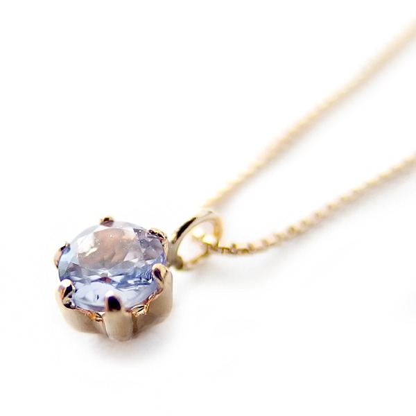シンプルネックレス タンザナイトペンダント 上品 K18 ネックレス タンザナイト K18 イエローゴールド 12月 誕生石 一粒