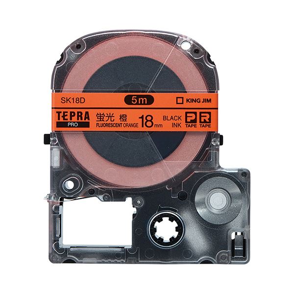 （まとめ） キングジム テプラ PRO テープカートリッジ 18mm 蛍光オレンジ／黒文字 SK18D 1個 【×4セット】 送料無料