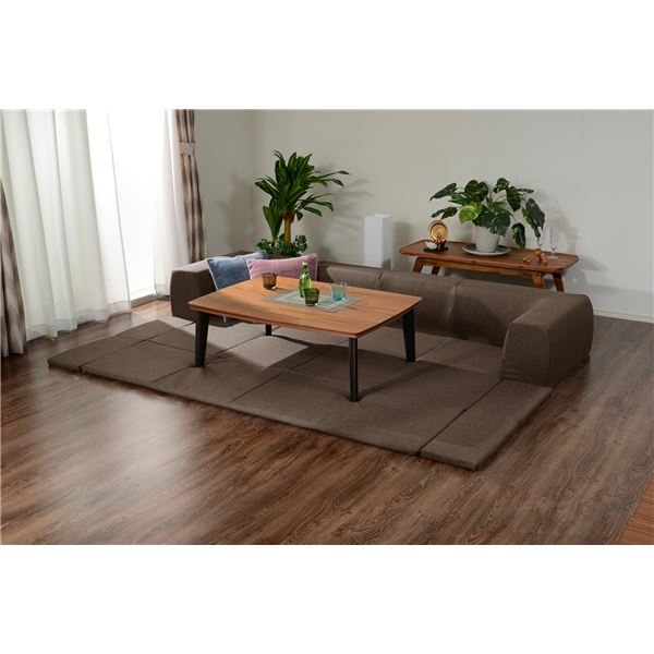 フロアソファ 低い フロアタイプ ローソファ ロータイプ ー 【折りたたみフロアマット付き Lサイズ ブラウン】 約幅250cm 洗える ウォッシャブル カバー付き 日本製 国産 〔リビング〕 茶