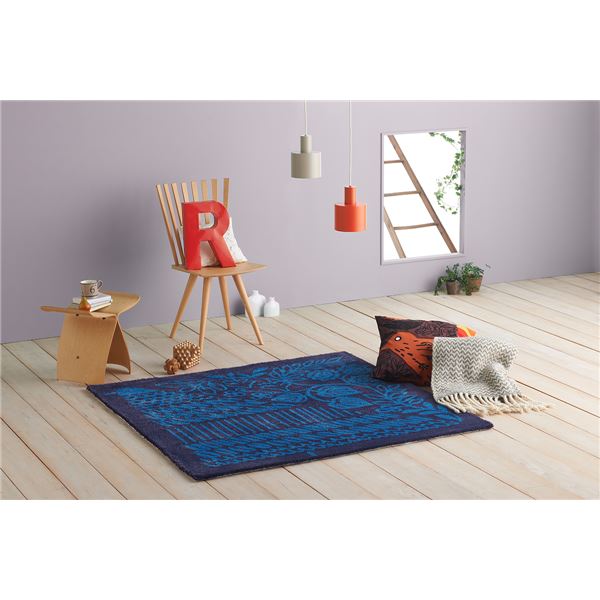 ラグマット じゅうたん カーペット 敷き物 /絨毯 【モリノナカ 140cm×140cm ブルー】 正方形 日本製 国産 床暖房可 防ダニ Masaru Suzuki Design 『NEXTHOME』 青 送料無料の通販は