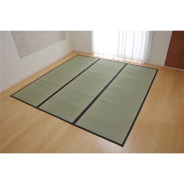 い草 藺草 上敷き/ラグマット じゅうたん カーペット 敷き物 【麻綿織 江戸間6畳 約261×352cm】 抗菌 清潔 防臭 調湿 消臭 日本製 国産 熊本県八代産イ草使用 〔リビング〕