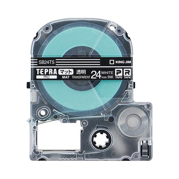 （まとめ） キングジム テプラ PRO テープカートリッジ マットラベル 24mm 透明／白文字 SB24TS 1個 【×4セット】 送料無料
