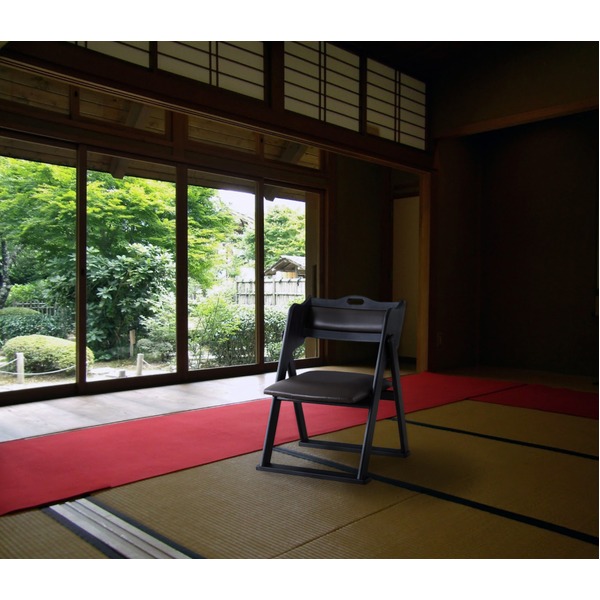 お座敷チェア 折りたたみ椅子 幅50cm ブラック 折りたたみ式 木製 ラバーウッド 仏事 法事 法要 冠婚葬祭[Ponowish] お座敷チェア 折りたたみ椅子 幅50cm ブラック 折りたたみ式 木製