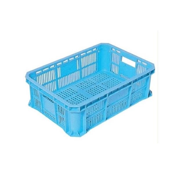 【5個セット】 リステナー/網目コンテナボックス 【MB-18】 ブルー メッシュ構造 〔みかん 果物 野菜等収穫 保管 保存 物流〕 青