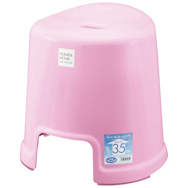 〔12セット〕 シンプル バスチェア/風呂椅子 〔350 パステルピンク〕 すべり止め付き 材質：PP 『HOME＆HOME』〔代引不可〕 12セット シンプル バスチェア (イス 椅子) &frasl;風呂椅子 (イス チェア
