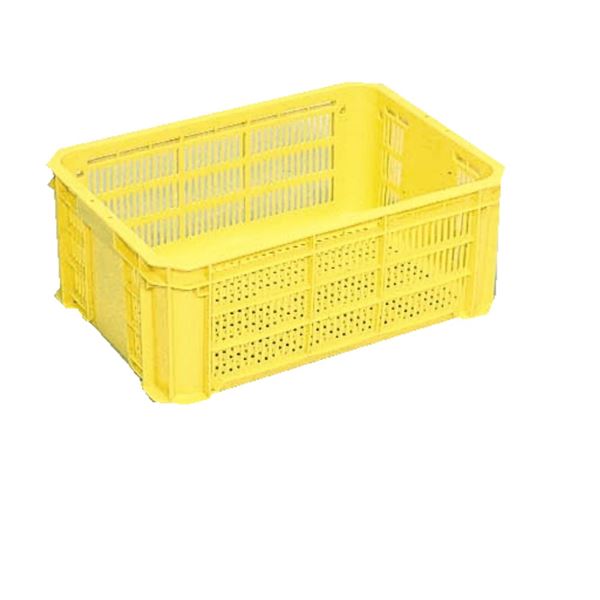 【5個セット】 リステナー/網目コンテナボックス 【MB-215F】 イエロー メッシュ構造 〔みかん 果物 野菜収穫 保管 保存 物流〕 黄 送料無料の通販は