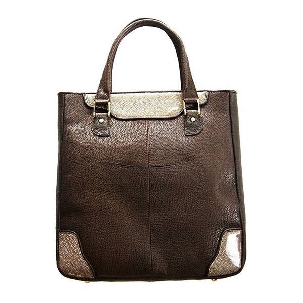 Colore Borsa（コローレボルサ） トートバッグ SC-010 ブラウン 茶 エイ革の贅沢な使用で作られた、上品なオールレザーの縦型トートバッグ Colore Borsa（コローレボルサ） トートバッグ SC-010 ブラウン 茶 送料無料の通販は 57,287円