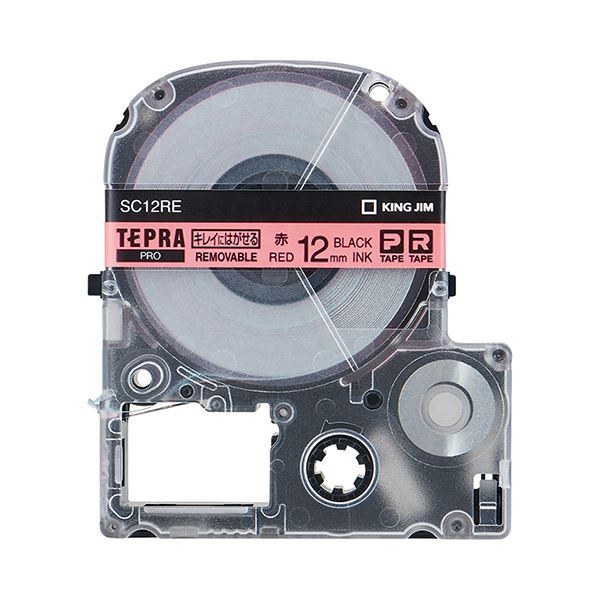 （まとめ） キングジム テプラ PRO テープカートリッジ キレイにはがせるラベル 12mm 赤／黒文字 SC12RE 1個 【×5セット】