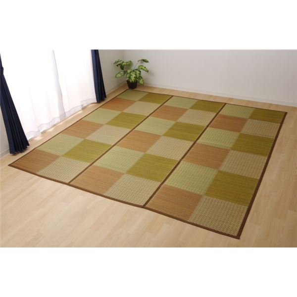 い草 藺草 ラグマット じゅうたん カーペット 敷き物 /花ござ 【3畳 格子柄 市松柄 ブラウン 本間3畳 約191×286cm】 裏：不織布 抗菌 清潔 防臭 消臭 調湿 〔リビング〕 茶 送料無料の通販は 12,687円