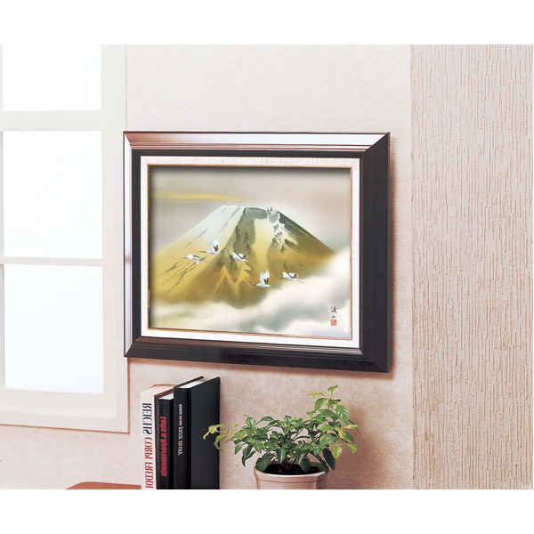 日本画額 木製フレームセット オンタケF6号 伊藤渓山 「金富士」 433×525
