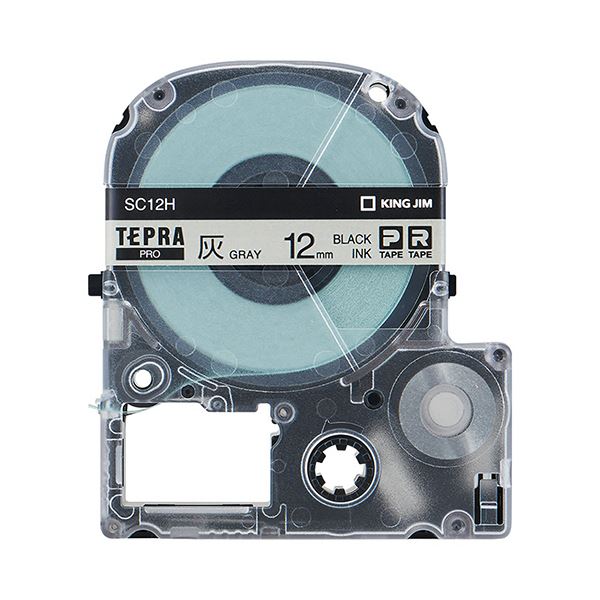 （まとめ） キングジム テプラ PRO テープカートリッジ パステル 12mm 灰色／黒文字 SC12H 1個 【×5セット】 送料無料