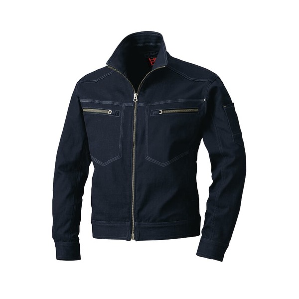 【村上被服製】 ブルゾン/作業着 【インディゴ サイズ5L】 ストレッチ素材と横からも装着ファスナー 綿 ポリエステル 3203 送料無料の通販は