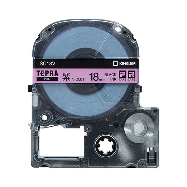（まとめ） キングジム テプラ PRO テープカートリッジ パステル 18mm 紫／黒文字 SC18V 1個 【×4セット】 送料無料