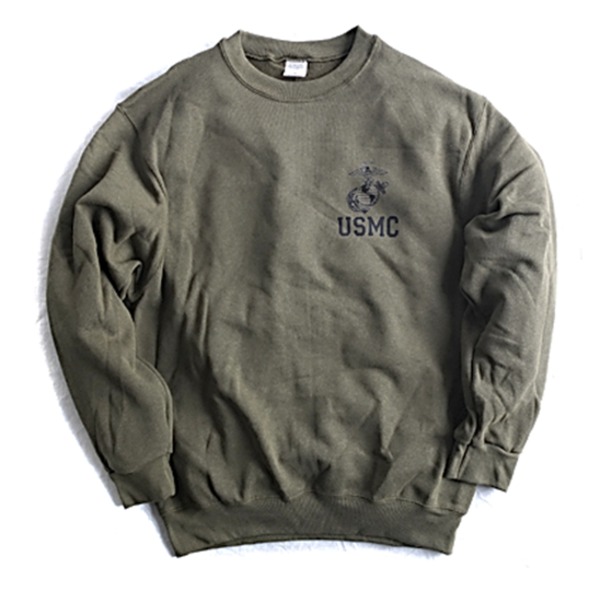 アメリカ軍 放出 U.S.M.C. 海兵隊 スウェット トレーナー M オリーブ コットン混 未使用 デッドストック 米軍 ミリタリーウェア