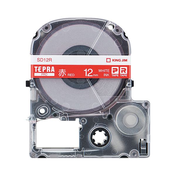 （まとめ） キングジム テプラ PRO テープカートリッジ ビビッド 12mm 赤／白文字 SD12R 1個 【×5セット】 送料無料