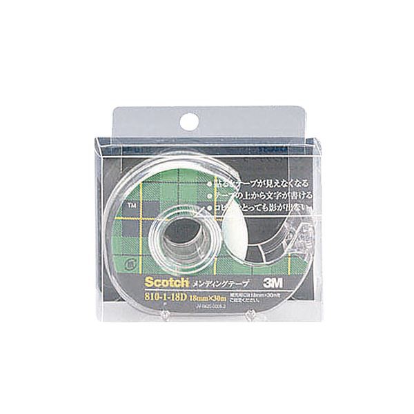 （まとめ） 3M スコッチ メンディングテープ 810 小巻 18mm×30m ディスペンサー付 クリアケース入 810-1-18D 1個 【×10セット】 送料無料