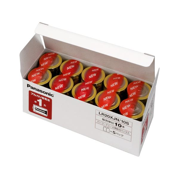 （まとめ） パナソニック アルカリ乾電池 パナソニックアルカリ（金） オフィス 事務用 電池 LR20XJN/10S(10本入) 【×3セット】 送料無料