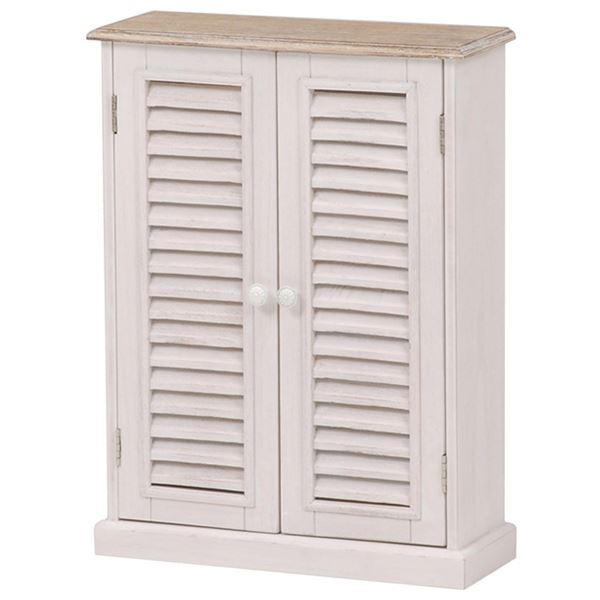 トイレラック トイレ整理 収納 約幅45cm ホワイト 扉整理 収納 可動棚付き (置き台 置き場付き) 完成品 ブロカントシリーズ お手洗い 御手洗 整理 収納 家具 白 送料無料の通販は