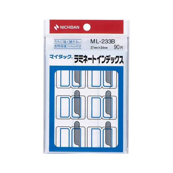 (まとめ) ニチバン マイタック ラミネートインデックス 保護フィルム付 大 27×34mm 青枠 ML-233B 1パック(90片：9片×10シート) 【×30セット】 送料無料の通販は