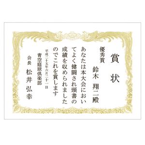 （まとめ） TANOSEE 賞状用紙 白 B4 タテ書用 1冊（10枚） 【×10セット】