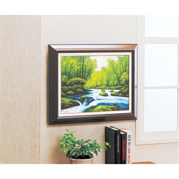 【真作】F6安藤絵流【なかよし日和】gallery購入品 表裏サイン有り 油彩 油彩 安宅乕雄 「鎌倉山なみ1971年 F6」商品番号07041001 - 絵の