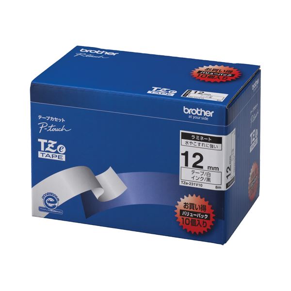 (まとめ) ブラザー ピータッチ TZeテープ ラミネートテープ 12mm 透明/青文字 TZE-133 1個 〔×5セット〕 まとめ）ブラザー BROTHER ピータッチ TZeテープ ラミネートテープ 36mm 白⁄黒文字 業務用パック TZE-261V  1パック(5個)×3セット[21] ブラザー工業 ブラザー ピータッチ用ＴＺｅテープカセット 白に黒文字２４ミリ幅 １０本パック  TZE-251V10 :