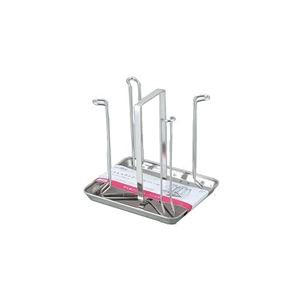〔12個セット〕 グラススタンド コップスタンド 約幅16cm 4客用 ステンレス トレー付 高い耐久性 頑丈 SUIグート 水切りラック キッチン 台所 送料無料の通販は