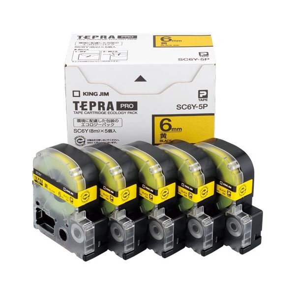 キングジム(KING JIM) PROテープエコパック 6mm 黄 5個入 SC6Y-5P