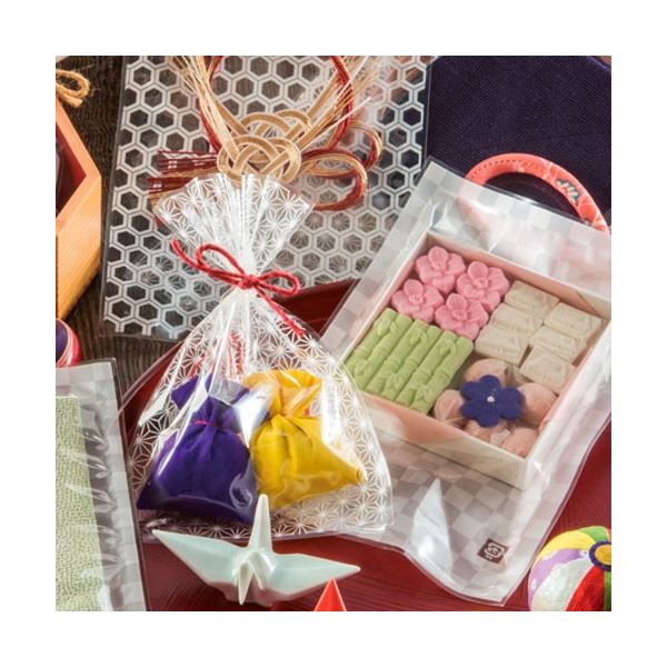 明和産商 バリアー性 和柄印刷三方袋 BX-1217H 麻の葉 120×170mm 009-380 1箱(4000枚)