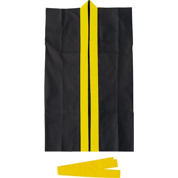 （まとめ）ロングハッピ不織布 黒（黄襟）J（ハチマキ付）【×20セット】 黒い黄襟のロングハッピ不織布J、ハチマキ付き 20セットでお得 送料無料の通販は 6,043円
