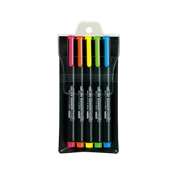 （まとめ）コクヨ 蛍光OAマーカー（再生樹脂・シングル）プリフィクス 5色（各色 1本）PM-L102-5S 1セット（5パック）【×5セット】 送料無料の通販は