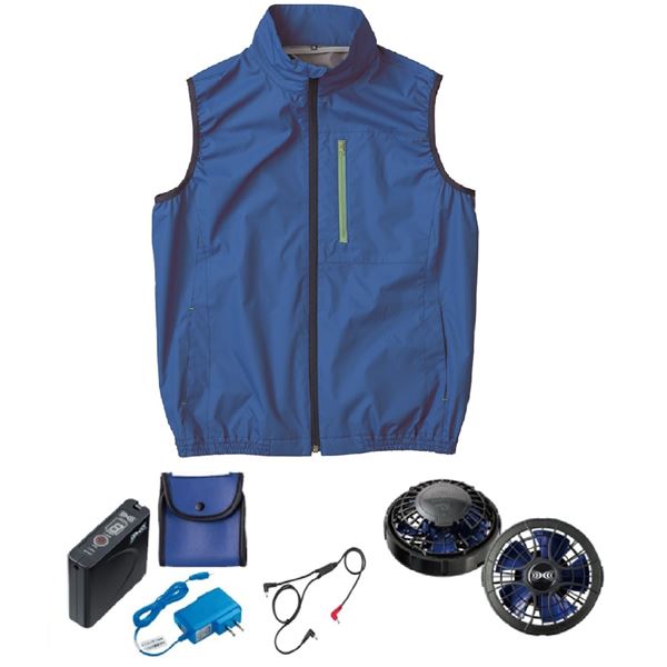 KU92140 空調服 R ポリエステル製 遮熱 タチエリ ベスト FAN2400SPBB・RD9261・LISUPER1セット ブルー M 青 送料無料