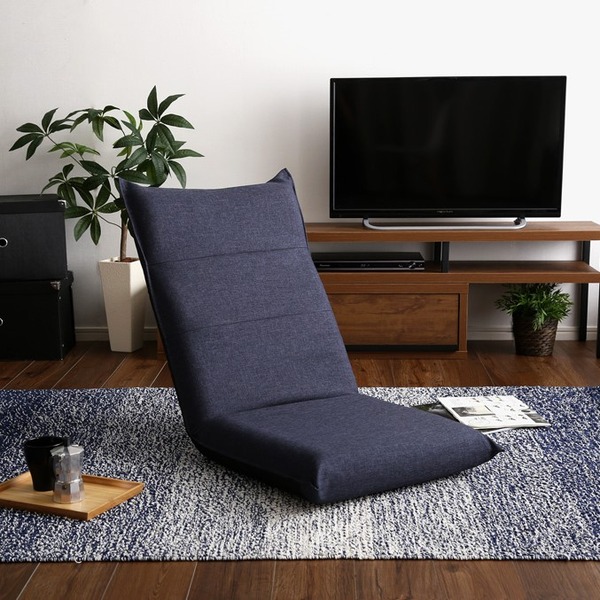 座椅子 (イス チェア) パーソナルチェア (イス 椅子) 約幅50cm ブルー 金属 スチール パイプ ウレタンフォーム ボリューム ハイバック 高い背もたれ リビング 完成品 青 送料無料の通販は座椅子