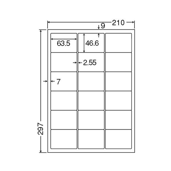 (まとめ) 東洋印刷 ナナワード シートカットラベル マルチタイプ A4 18面 63.5×46.6mm 四辺余白付 LDW18PE 1箱(500シート：100シート×5冊) 【×10セット】 送料無料の通販は