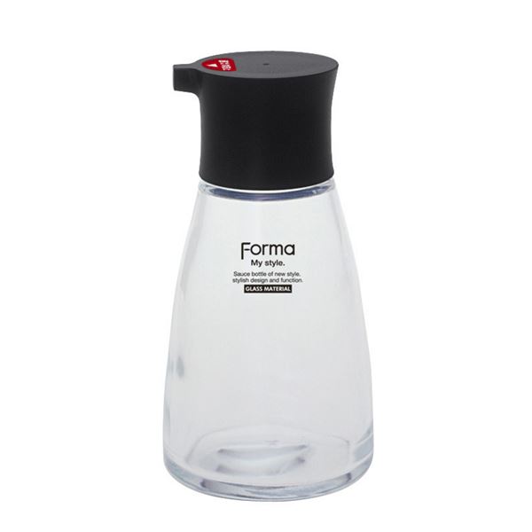 〔40個セット〕 醤油差し 調味料入れ 約直径63×高さ118mm 大 ブラック 液だれ防止機能付き ガラス製 フォルマS キッチン 台所 黒 送料無料