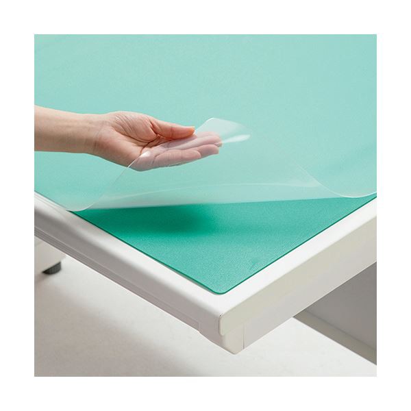 （まとめ）TANOSEE PVCデスク (テーブル 机) マット（フタル酸エステル不使用） 斜めカット ダブル 900×620mm 1枚 【×3セット】 送料無料の通販は