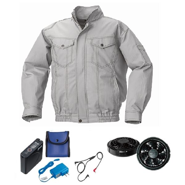 KU92040 空調服 R 綿 ヘリンボーン FAN2300B・RD9261・LISUPER1セット シルバー M 送料無料