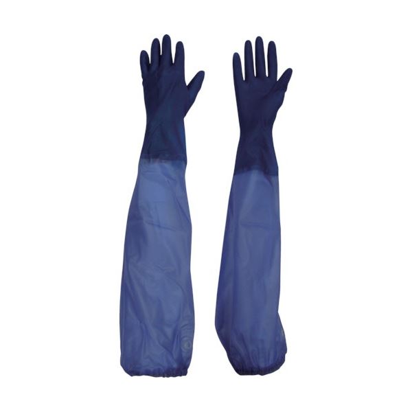 (まとめ) 東和コーポレーション ビニスター 腕カバー付 マリン M ブルー 778-M 1双 【×5セット】 青 強力な油や洗剤に耐える、天然ゴムを超えた進化した手袋 ビニスター腕カバー付きマリンMブルー、1双×5セット 青 送料無料