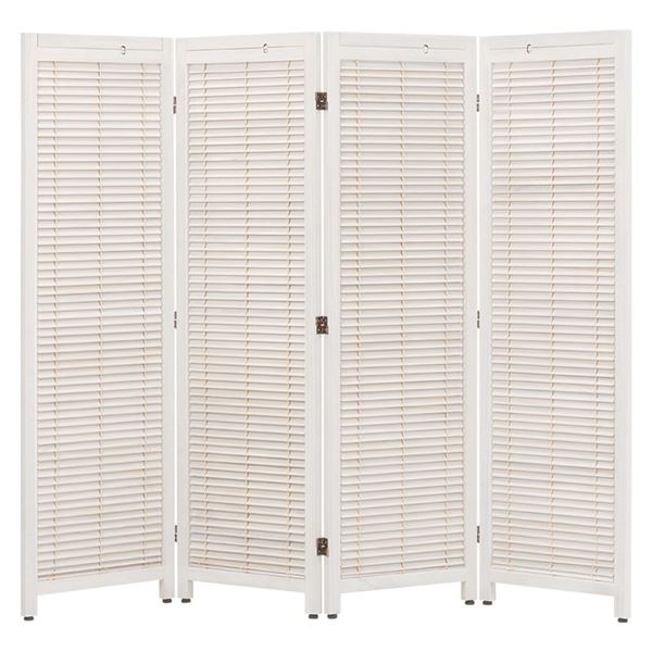 ルーバー パーテーション 4連 約幅45cm ホワイトウォッシュ 木製 可動式 アジャスター付き 衝立 完成品 リビング ダイニング 白 送料無料の通販は 22,714円