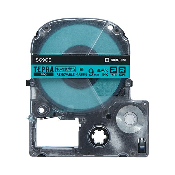 (まとめ) キングジム テプラ PRO テープカートリッジ キレイにはがせるラベル 9mm 緑／黒文字 SC9GE 1個 【×10セット】