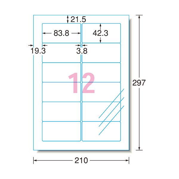 (まとめ) エーワン ラベルシール[インクジェット]ツヤ消しフィルム・透明 A4 12面 83.8×42.3mm 四辺余白付 角丸 29441 1冊(7シート) 【×10セット】 送料無料
