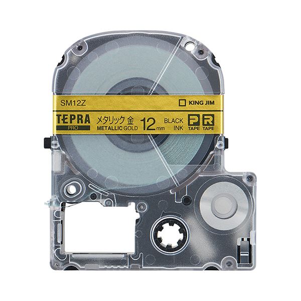 (まとめ) キングジム テプラ PRO テープカートリッジ カラーラベル（メタリック） 12mm 金／黒文字 SM12Z 1個 【×10セット】 送料無料の通販は