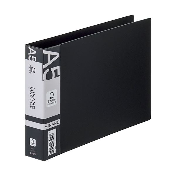 （まとめ）ライオン事務器 リングファイルMINANO(ミナノ) A5ヨコ 2穴 200枚収容 背幅35mm ブラック RF-226M 1冊 【×20セット】 黒 送料無料の通販は