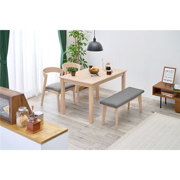 ダイニング 4点組 約幅120cm ナチュラル×グレー ダイニングテーブル ダイニング用テーブル 食卓テーブル 机 ×1 チェア (イス 椅子) ×2 ベンチ×1 引出し2杯 組立品 送料無料の通販は