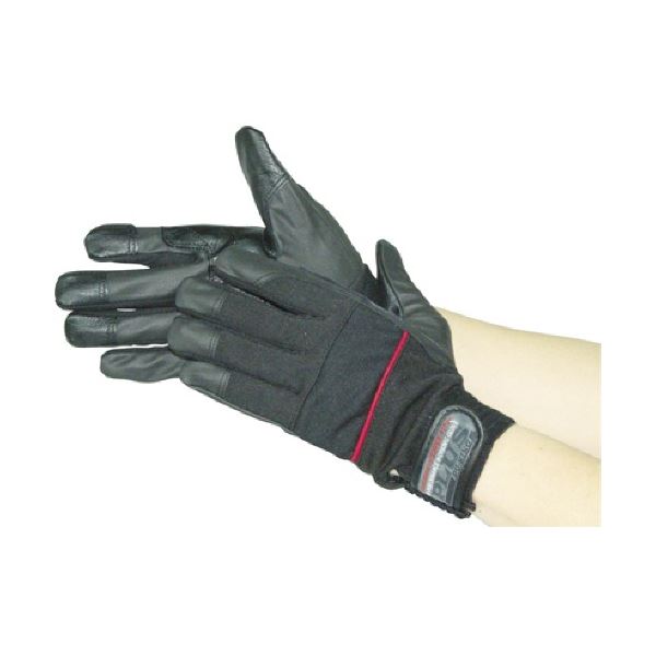 (まとめ) おたふく手袋 おたふく ピーユー・キングプラス ブラック×レッド L K-37-BK/RE-L 1双 【×3セット】 黒 赤 送料無料