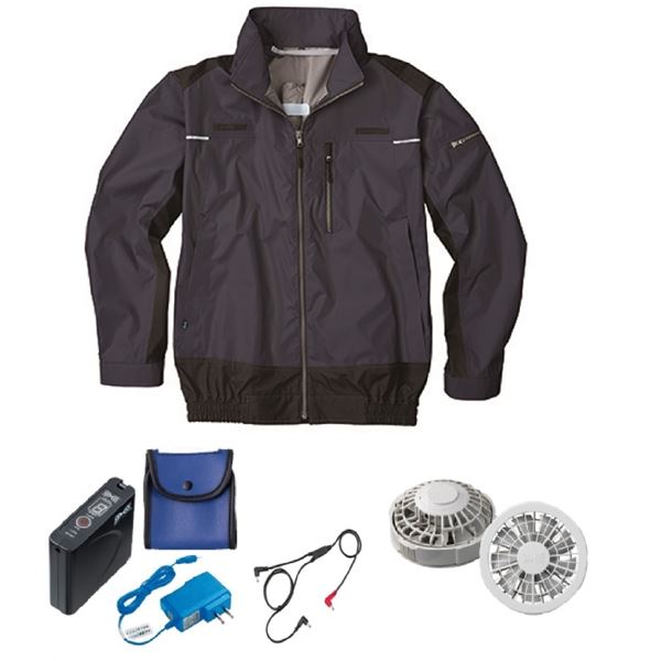 KU92110 空調服 R ポリエステル製 遮熱フルハーネス仕様 FAN2200G・RD9261・LISUPER1セット ダークブルー 4L 青 送料無料